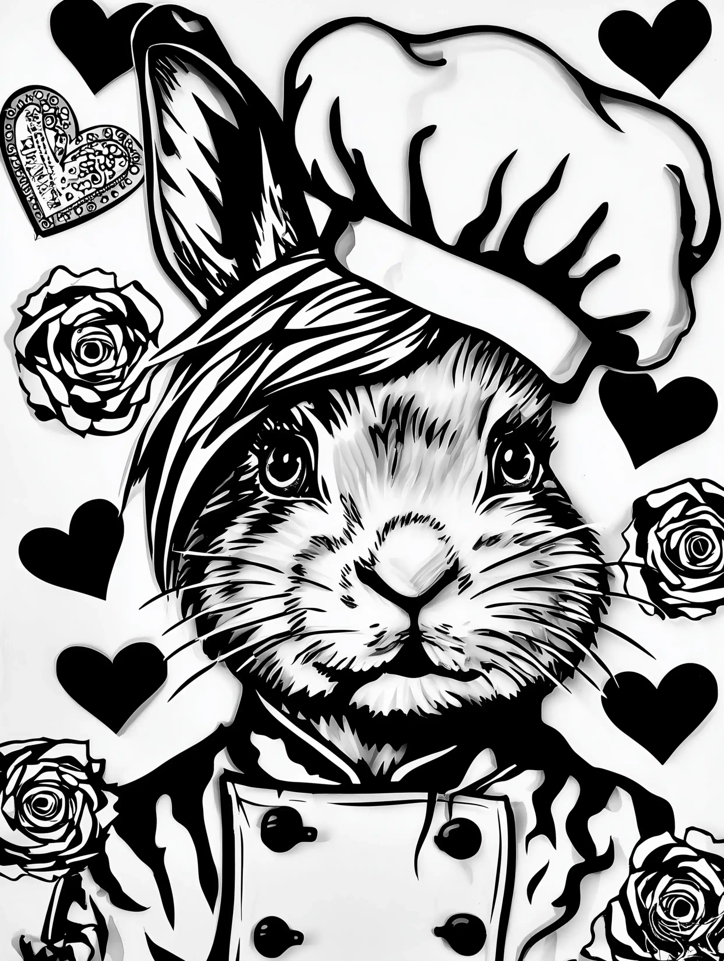 Free printable rabbit coloring page for adults featuring a smart looking bunny chef